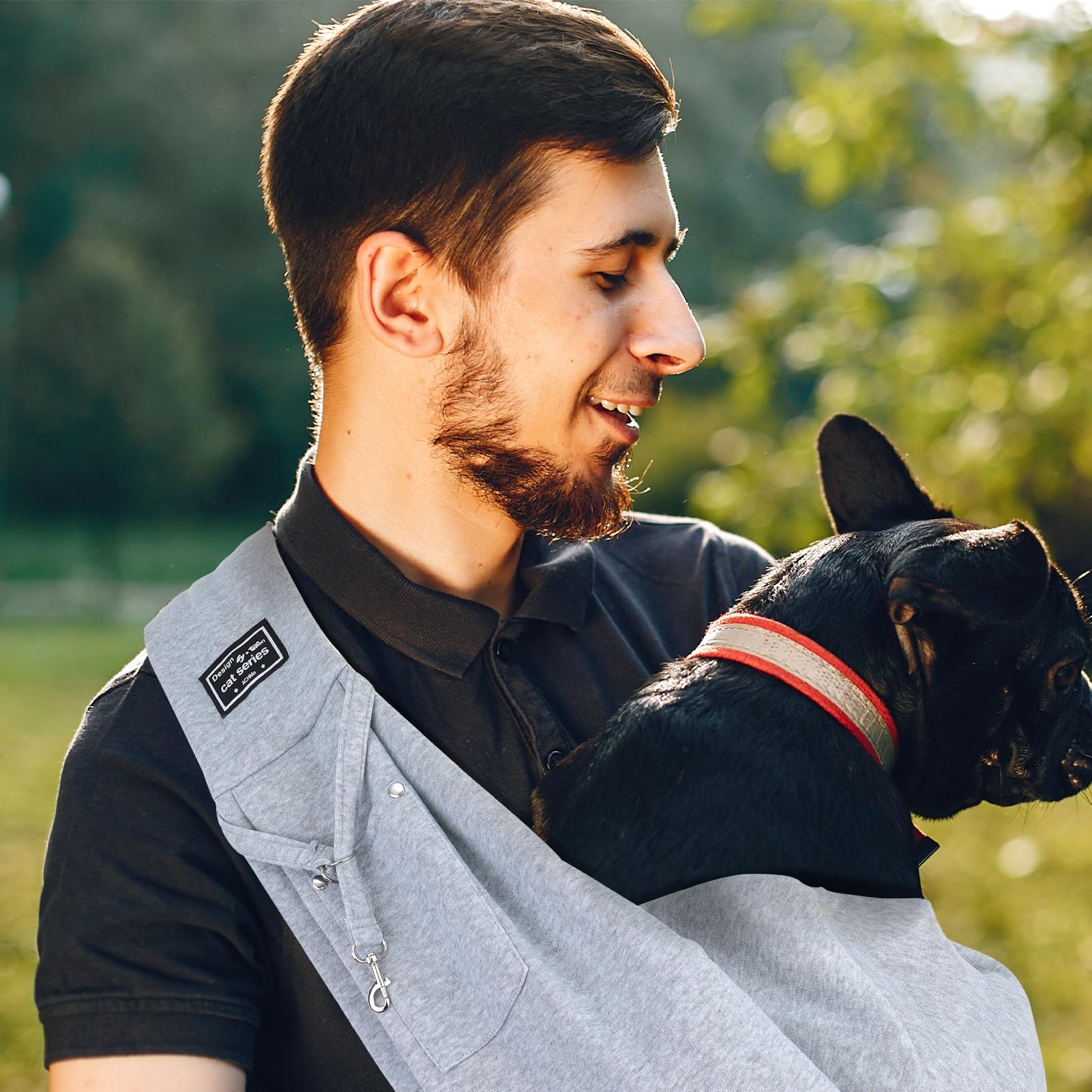 Puppy Sling Dog Cat Sling Carrier Hand-Free Front Carrier Small Pet Bag For Outdoor Walking & Travel (Grey) - Image 4