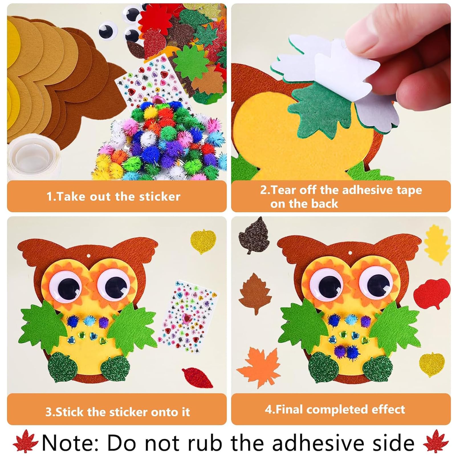 Kit Decoración Erizo Búho Kit Manualidades Fieltro LIVESTN - Erizo Y Búho,  Otoño/Invierno, Para Niños, Incluye Adornos Manualidades Erizos Búhos, image size:1600x1600