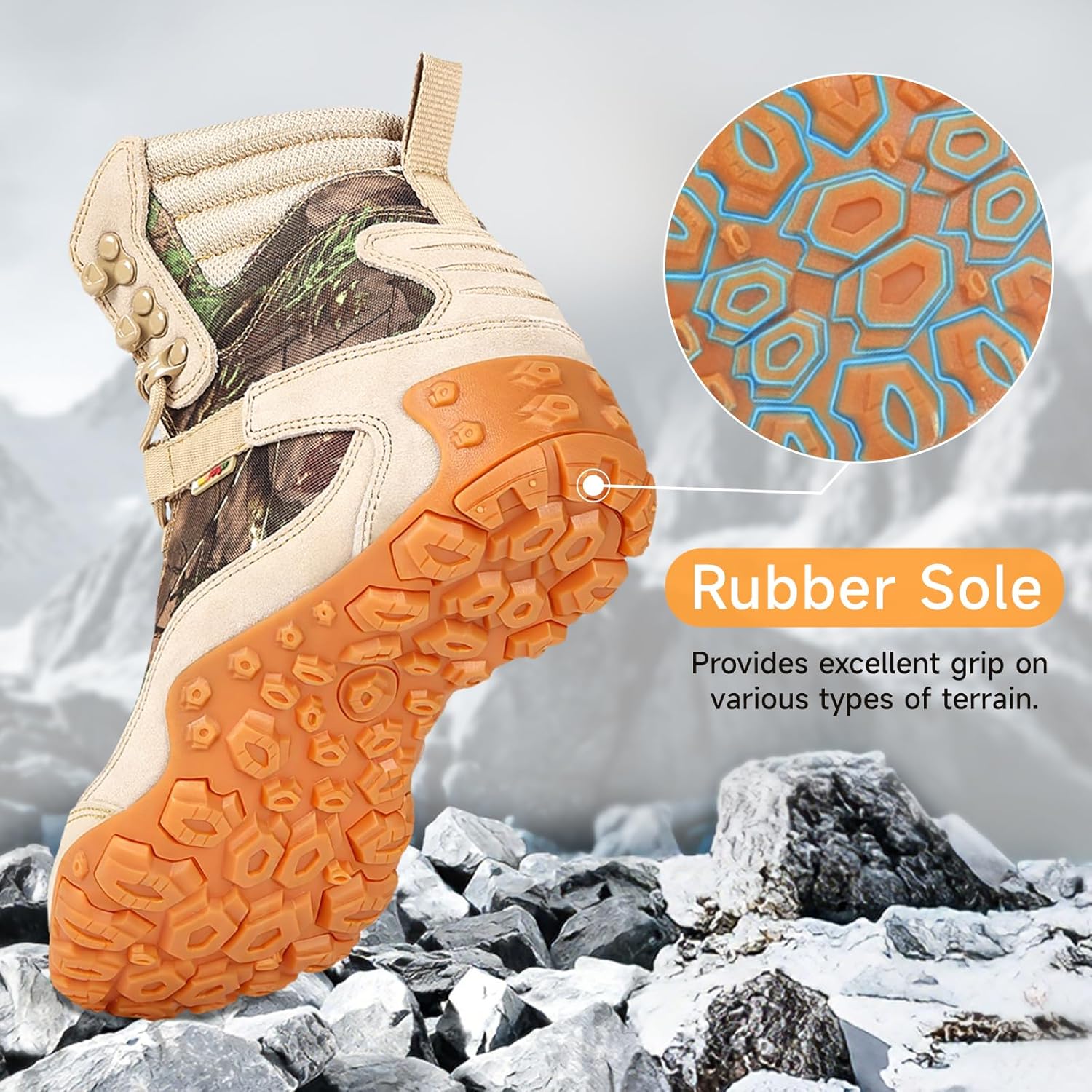 Men’s Waterproof Hiking Boots, Lightweight Trail Hiking Boots with Non-Slip Sole, Comfortable Outdoor Boots for Hiking, Hunting & Rugged Terrain - Image 5