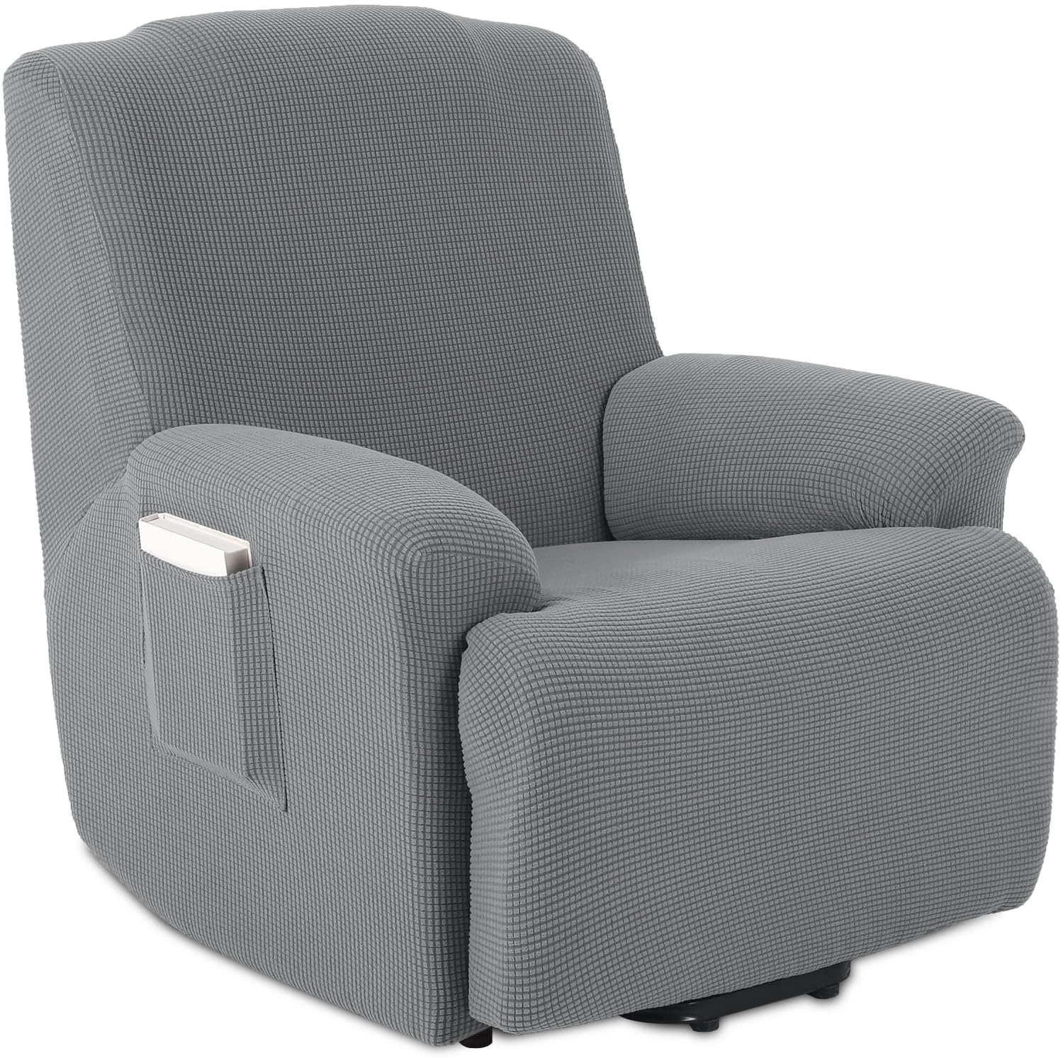 TIANSHU Funda Reclinable de 1 Plaza, Fundas Reclinables Elásticas, Protector Funda Sillón Relax, Funda Cubre Sofá, Fundas de Sofá Lavables y Elásticas para Muebles (Gris Claro)