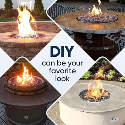 Miniatura 7 de Sartén para hoguera de acero inoxidable de 25 pulgadas, bandeja para hoguera con anillo de quemador y kit de encendido por chispa, para chimenea