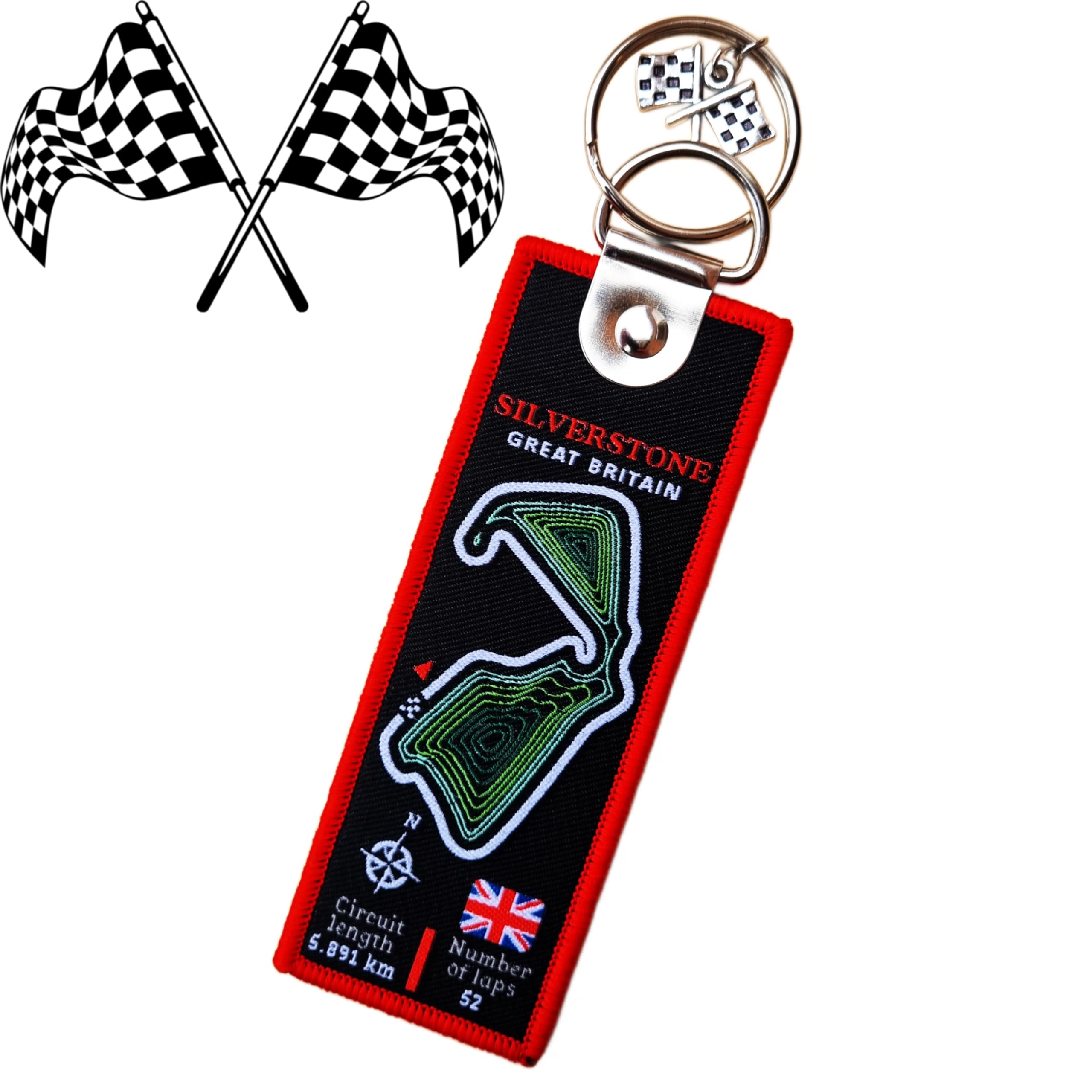 ROWDY ROBINRacing Keychain Silverstone Track keychain Motorsport Fan keyring Racing Circuit Gift Racing gift for men women Formula keychain