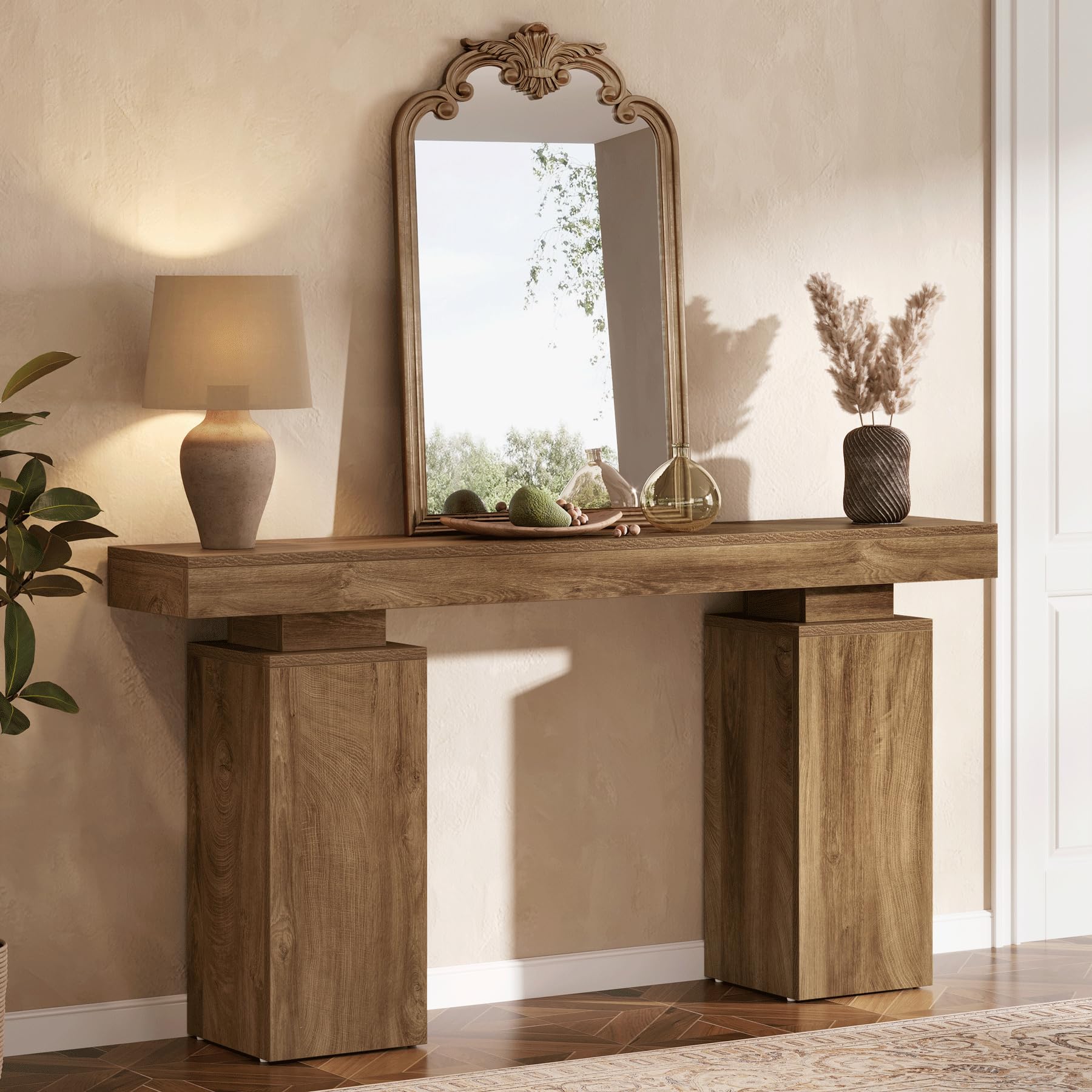Tribesigns Mesa Consola de160 cm de Largo, Mesa de Entrada de Granja detrás del sofá, Mesa de Entrada de Madera para vestíbulo, Muebles Modernos para decoración de Sala de Estar, Entrada (Natural)