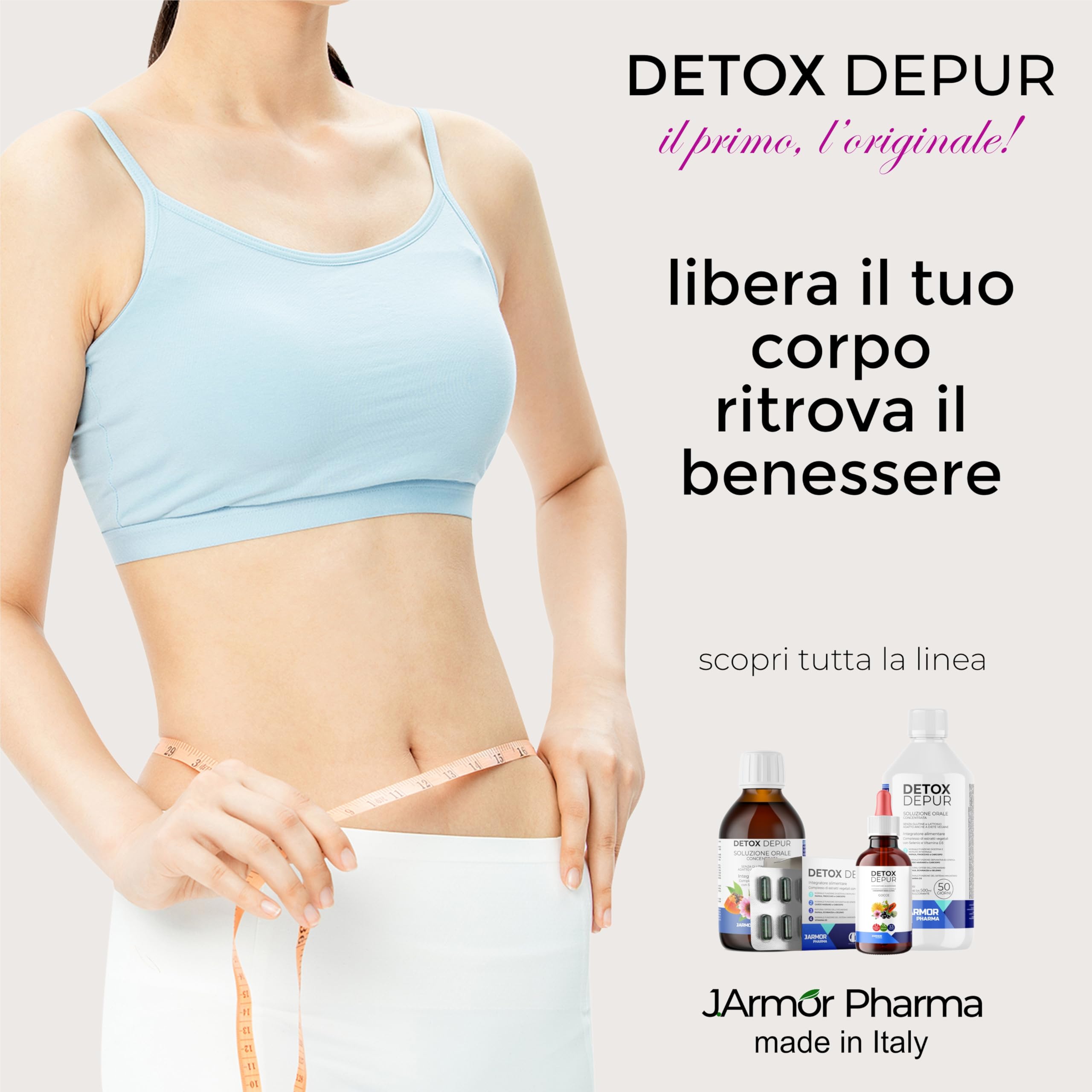 Detox Fegato e Intestino Depur Liquido 200 ml Drenante Naturale con Cardo Mariano Carciofo Finocchio Echinacea Papaia Selenio Vitamina D3 per Pancia Sgonfia Made in Italy
