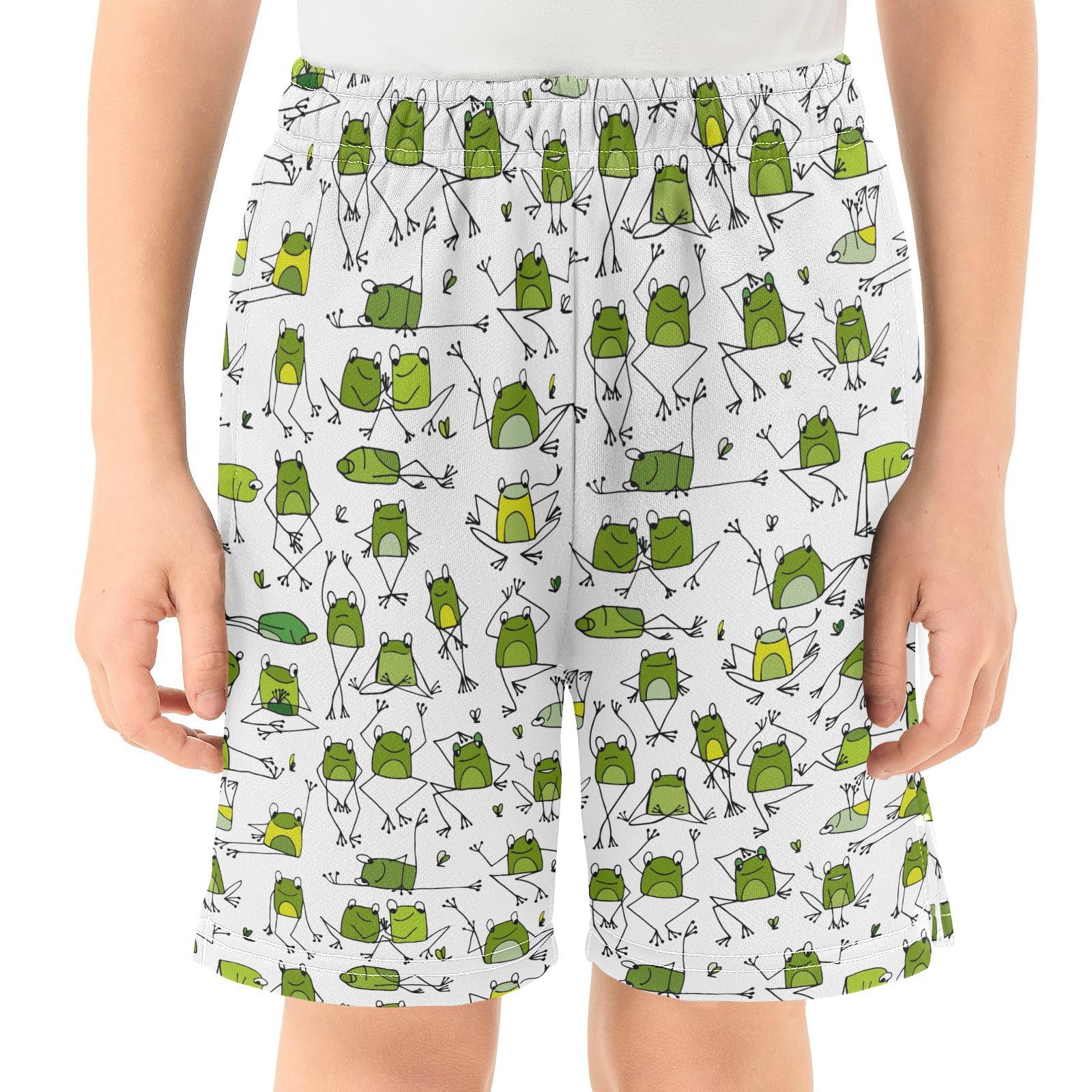 panksolu Cute Frogs Boys' Shorts Summer Cotton Adjust Pocket Boys Shorts Size 8 Years Multicolor