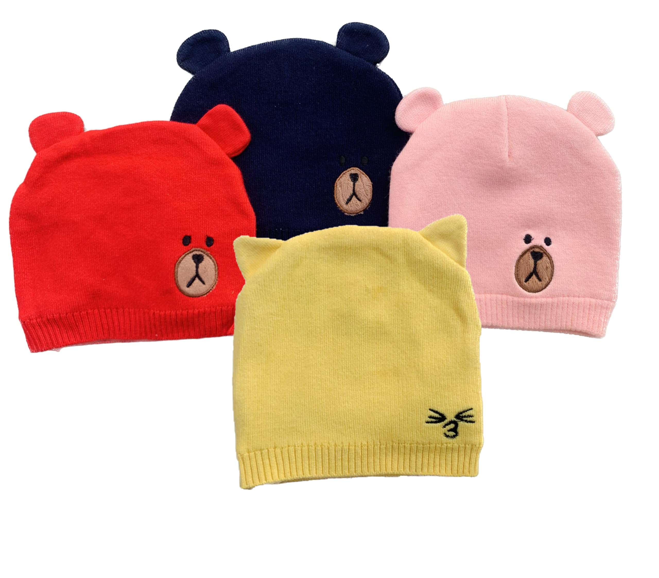 VIN® Baby Girl boy Woolen Winter Cold Cap Set for Kids Head Warmer, Skull  Caps Winter Protection, for Age 12 Months to Years (Multi-Color) (Color 