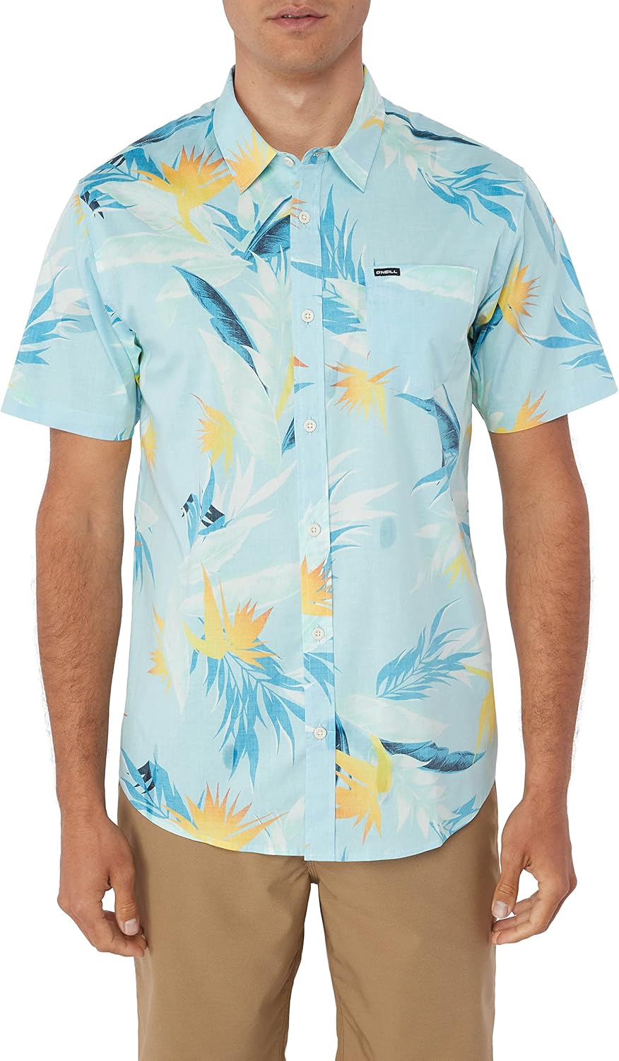 O'NEILL Mens Tropicali Short Sleeve Button Up Shirt, Blue, S
