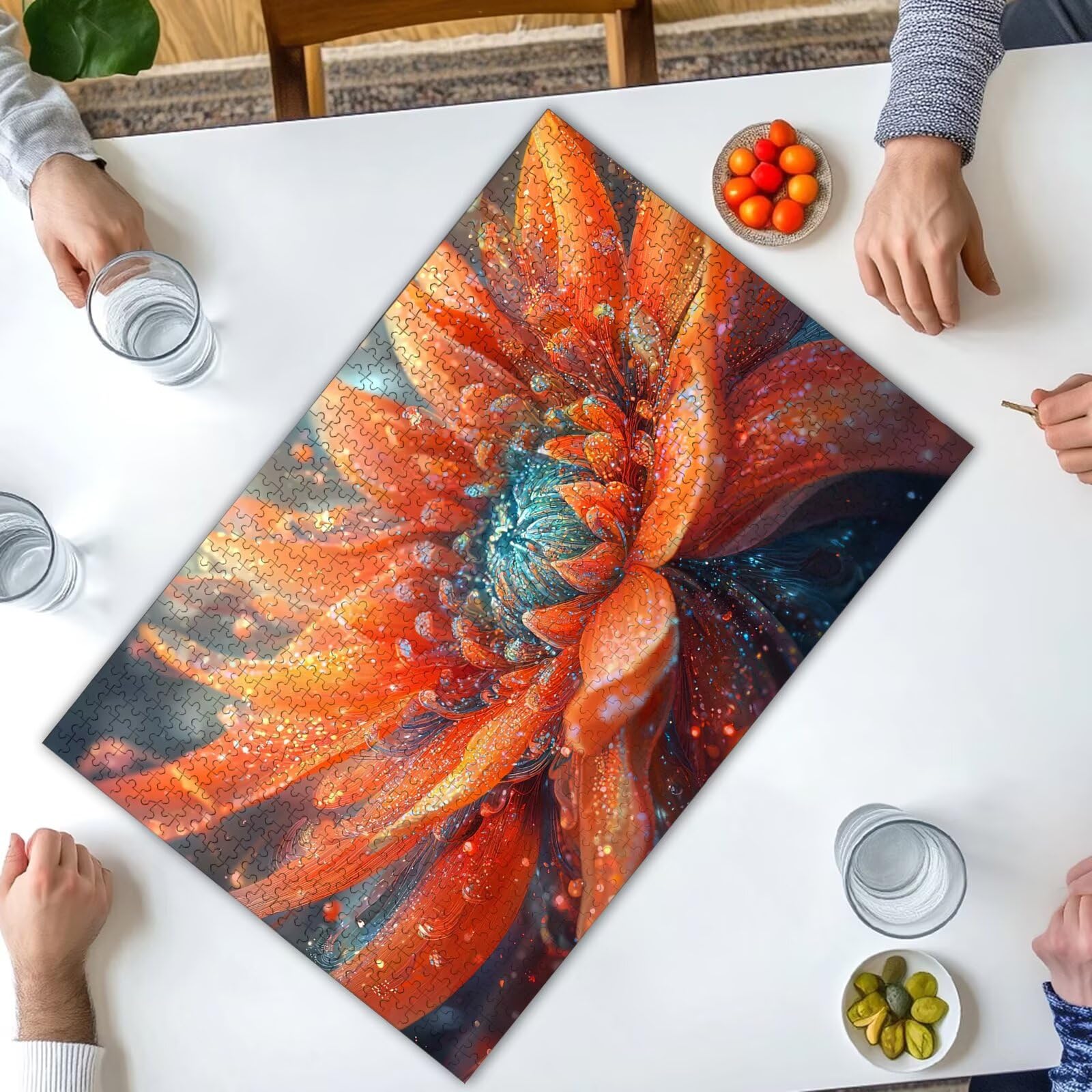 Puzzle 1000 elementów, kwiat, 1000 elementów, dla dorosłych, drewniane puzzle dla dorosłych, z wykwintnym pudełkiem do pakowania, klasyczne puzzle, fantazja dla całej rodziny, duże puzzle na prezenty