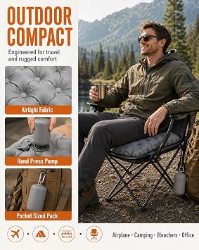 Tofficu Inflatable Seat Cushion with Pump Bag for Airplane Travel