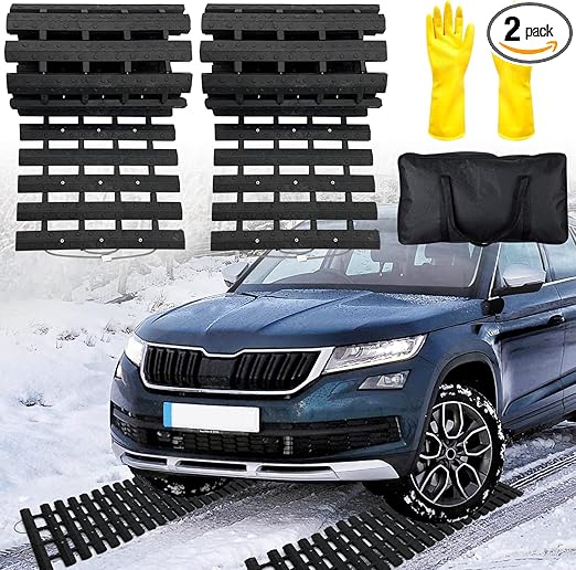 2024 Upgrade Emergency Devices 2 pcs Tire Traction Mats 47.2" (L) x 10.8" (W), Portable for Snow, Ice, Mud, and Sand to Car, Truck, Van or Fleet Vehicle off road winter accessories (2PCS* 47.2in)