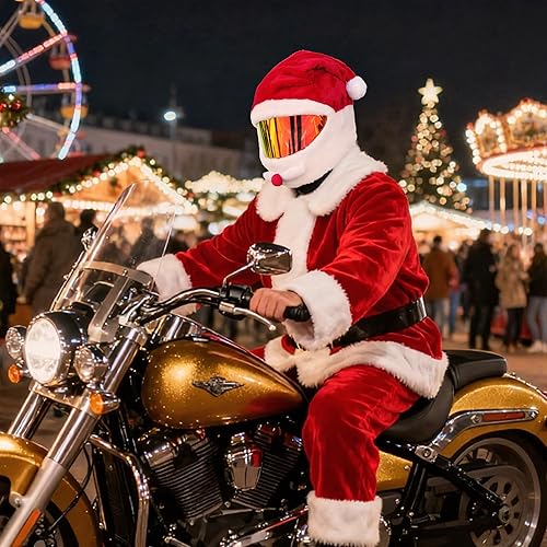 Miniatura 2 de VCOROS Motorcycle Helmet Cover Christmas, Fluffy Full Face Helmet Cover Decoration, Festive Gear Xmas Cover for Fun Rides