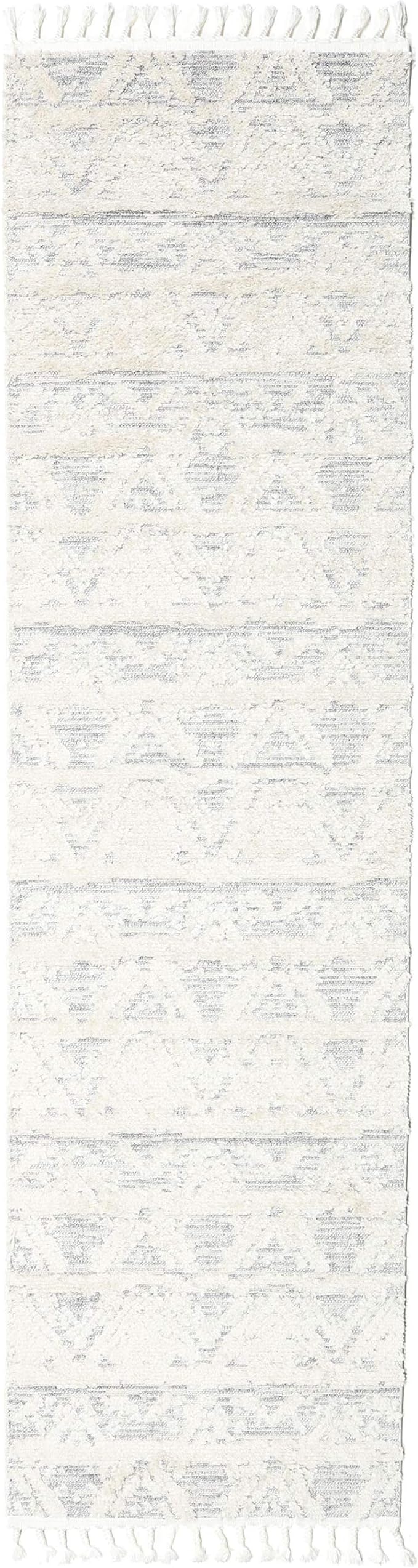 RugVista, Majory, Rug, Short Pile, 78 x 400 cm, Runner, Oeko-Tex Standard 100, Polyester, Hallway, Bedroom, Kitchen, Living Room, White / Beige, Grey