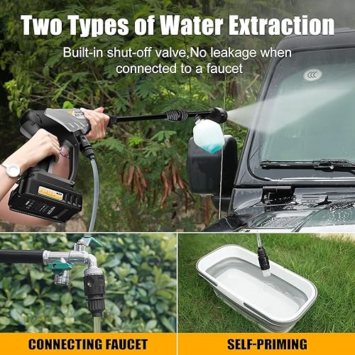 Miniatura 4 de Lavadora a presión inalámbrica, 320 PSL (MAX435PSl), con 2 baterías recargables de 20 V, boquilla 6 en 2, limpiador eléctrico portátil ultraligero