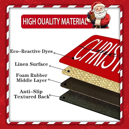 Miniatura 3 de Tapete de puerta de Navidad, tapete de decoración de porche, decoración de Navidad, invierno, antideslizante, para interiores y exteriores, tapete