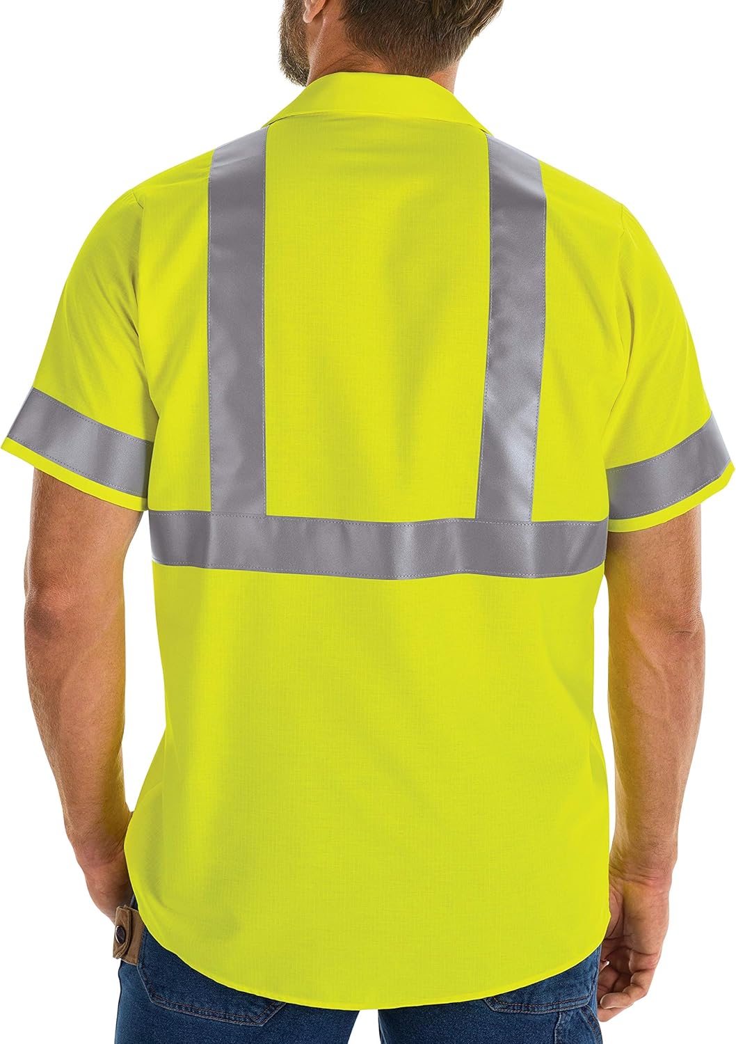 Red Kap Mens Hi-Visibility Short Sleeve Color Block Ripstop Work Shirt - Type R, Class 2 - Image 2