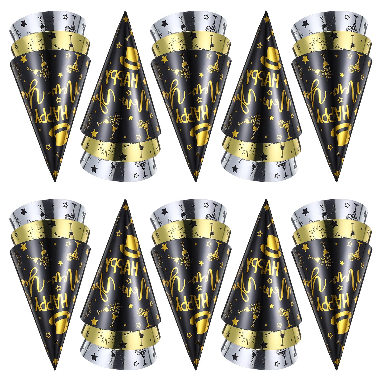 30 pezzi Cappelli Cono per Festa di Capodanno e Colorata Adatti per Adulti Decorazioni Festive per Capodanno