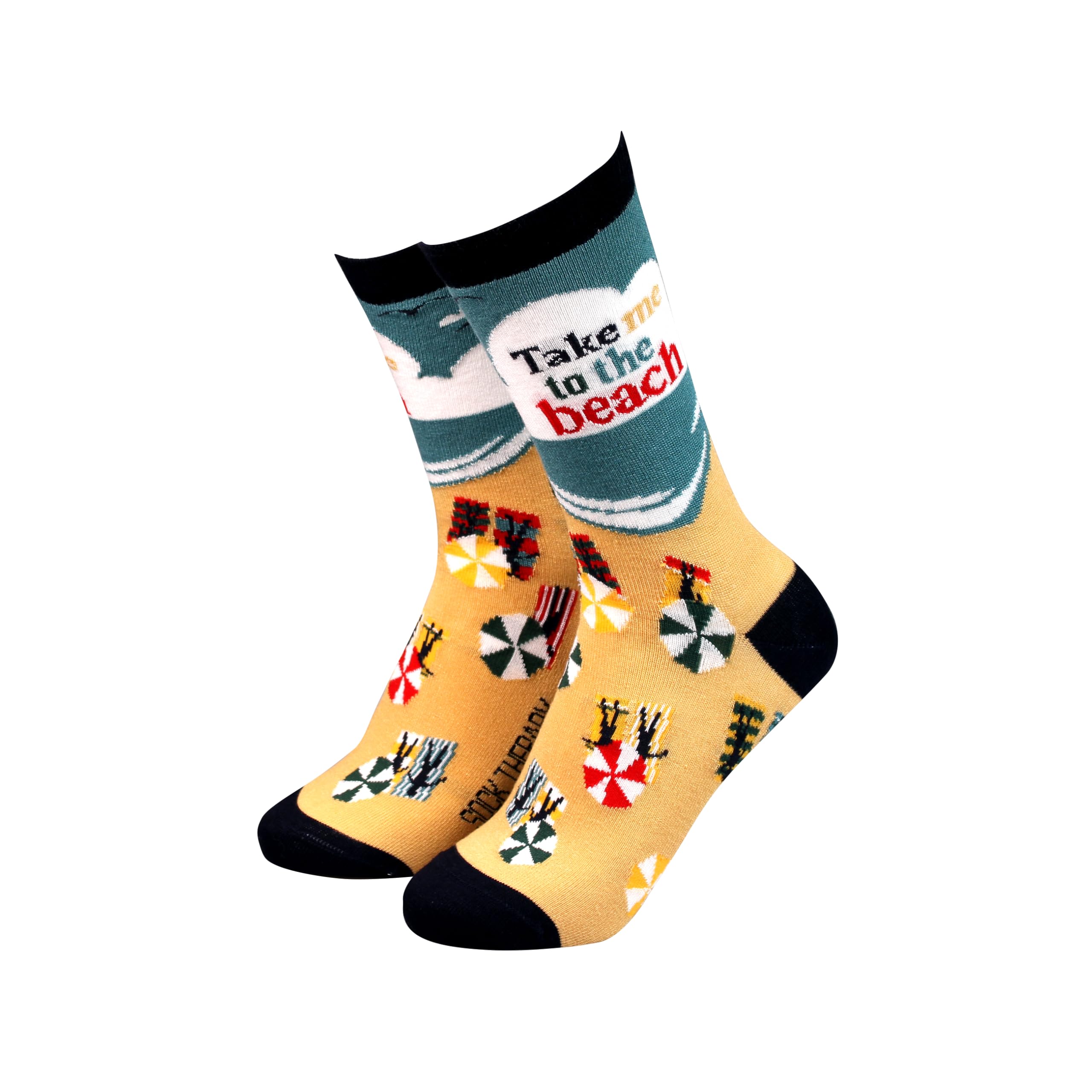 Smiling Faces MAKING SMILES SINCE 2001 Beach Theme Novelty Men's Bamboo Socks, 'Take Me to the Beach' by Sock Therapy