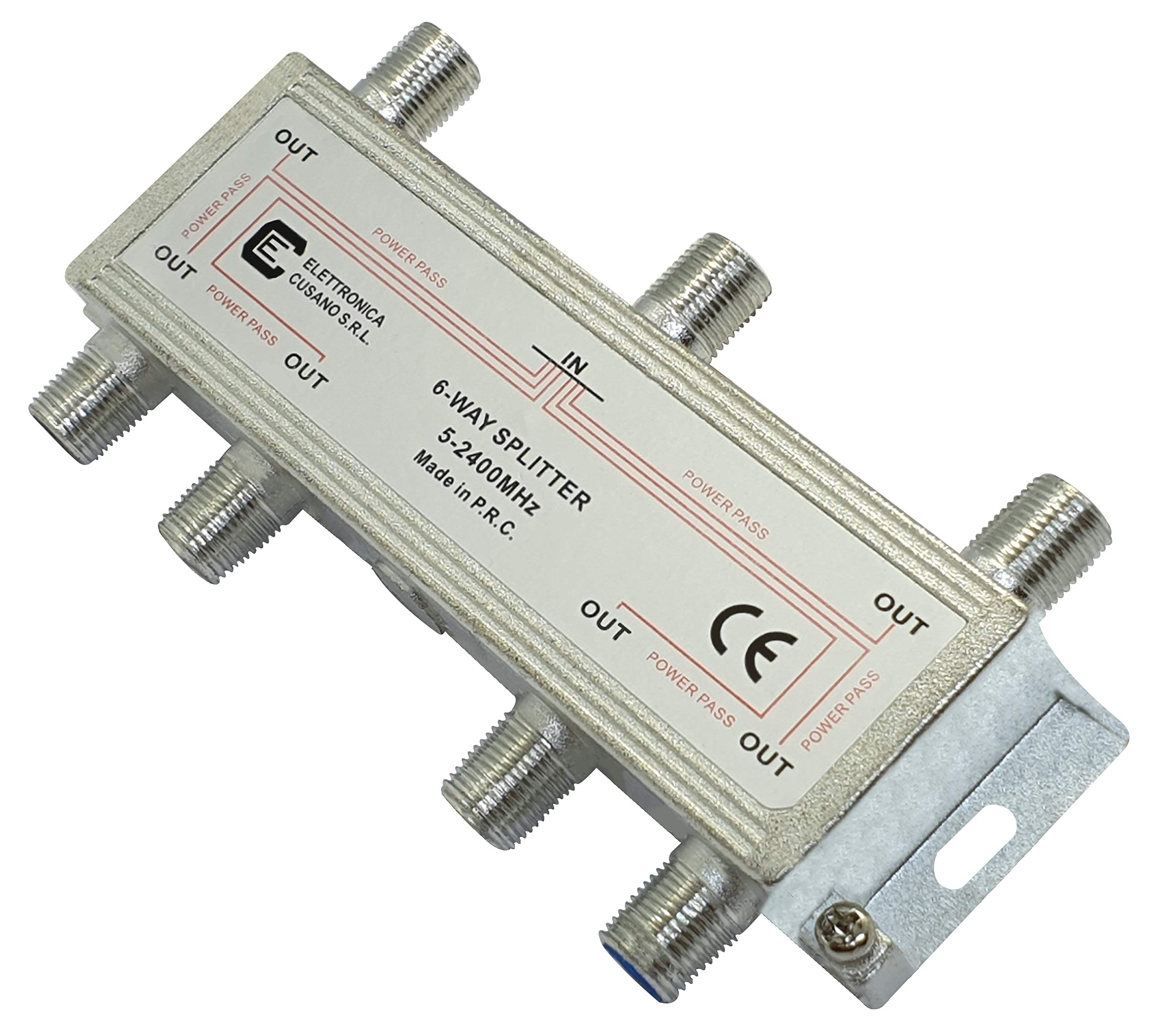 6633 - Splitter Satellitare 6 Vie, Partitore Antenna Tv da Interno con Connettore EFFE, Ripartitore Antenna Tv, Partitore Sky, Distributore di Segnale Tv, Frequenza da 5 a 2400 MHz, Made in P.R.C.