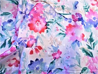Fabric Quilting Cotton Apparel Swiss Dot Soft Petals Blue Pink Teal Floral T26