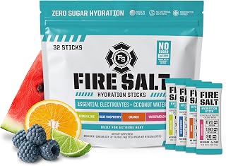 Fire Science Fire Salt Hydration Sticks: Zero Sugar Electrolyte Drink Mix with Coconut Water, Magnesium, Potassium & Sodium - 32 Count Variety Pack