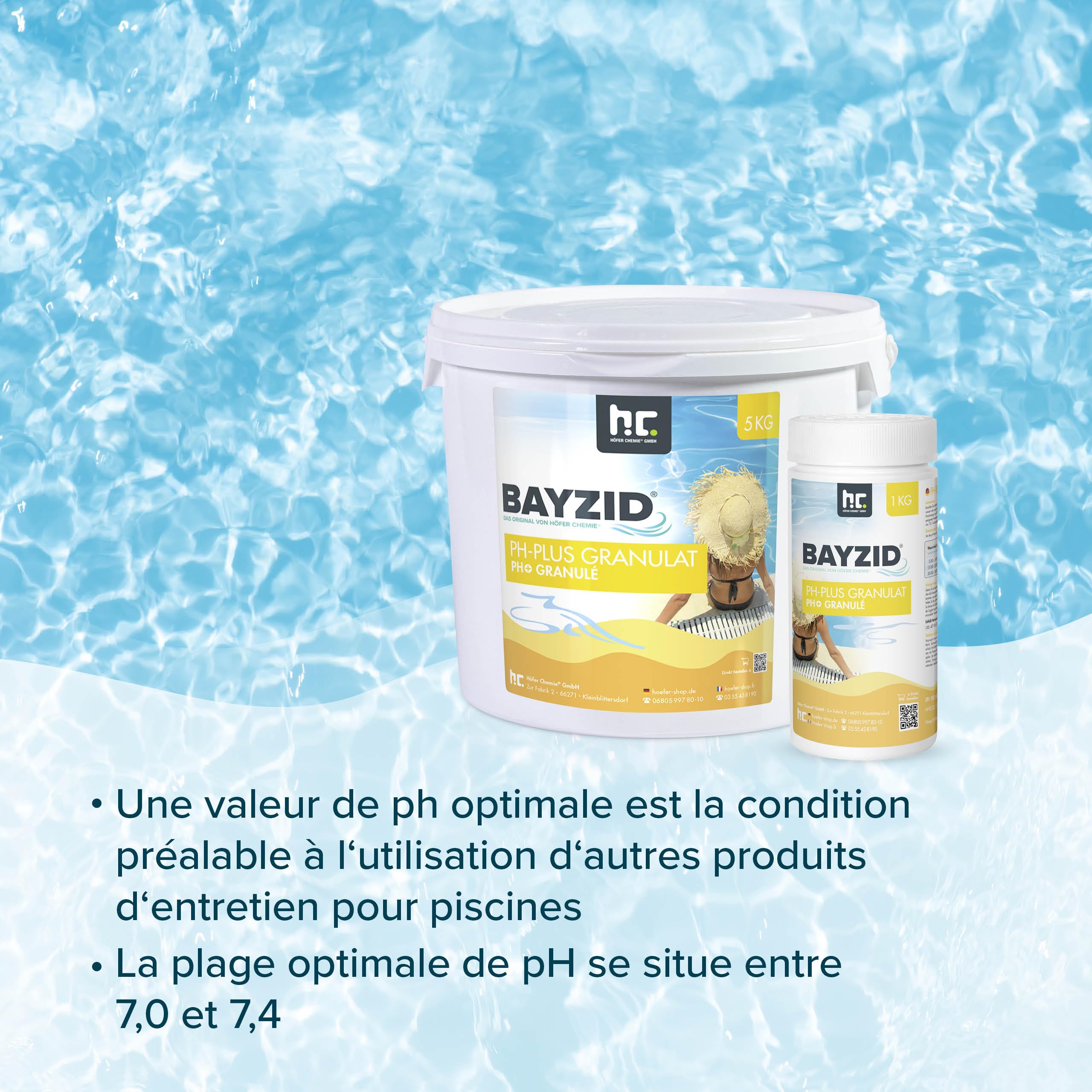BAYZID® pH Plus Granulé – 1 x 5 kg pour Augmenter Le pH de l’Eau de Piscine – Dissolution Rapide, Facile à Utiliser