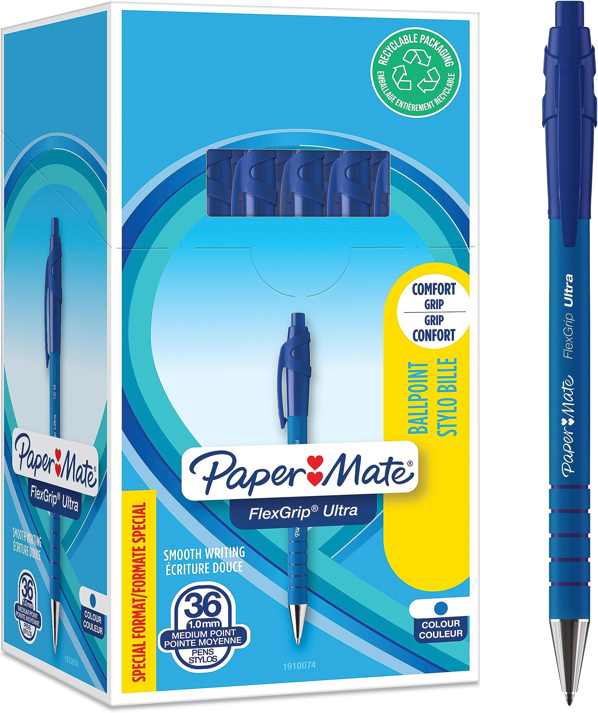 Flexgrip Ultra Retractable Ballpoint Pens | Medium Point (1.0mm) | Blue Ink | 36 Count