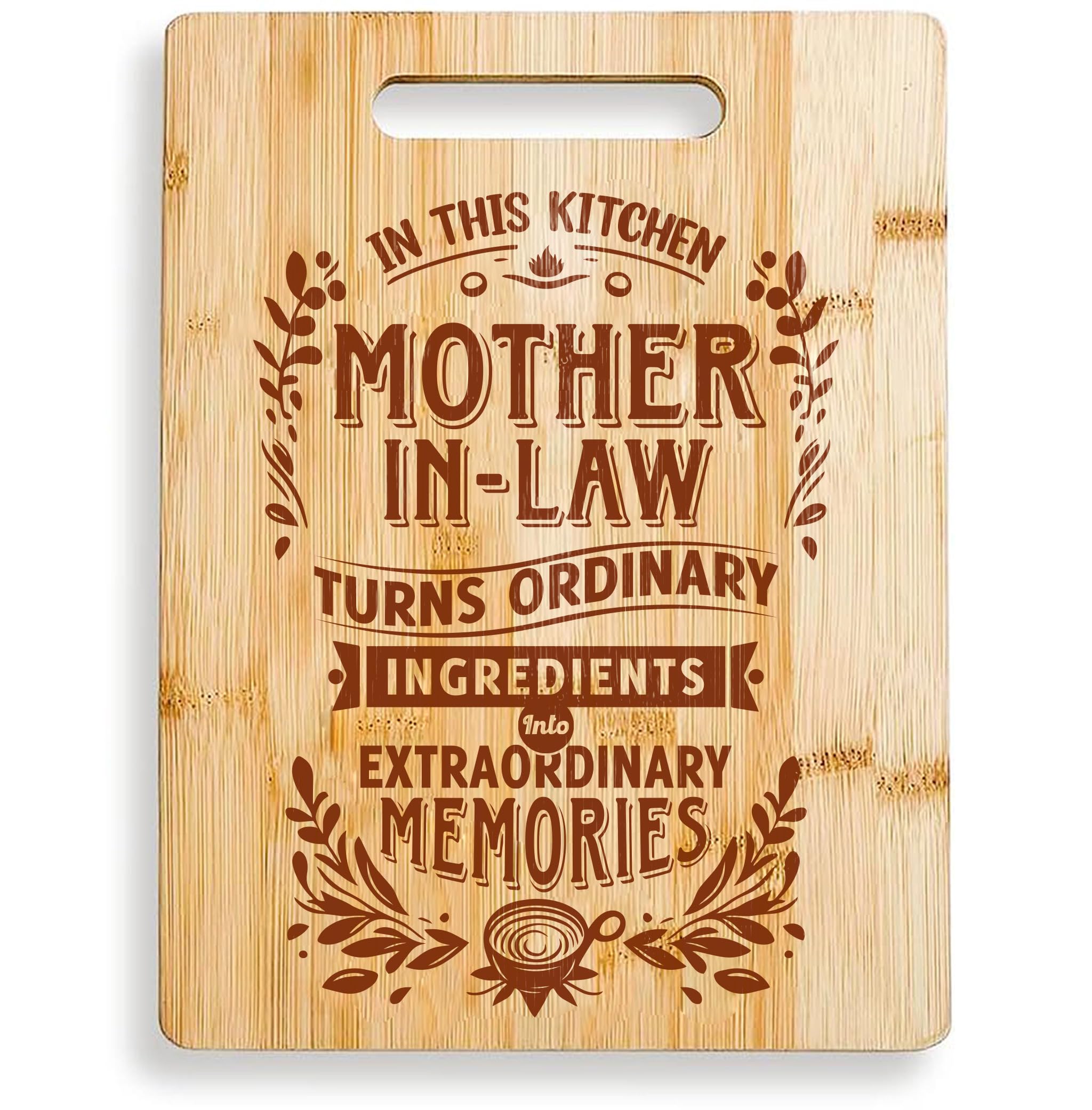 Riviera Bamboo Cutting Board - Great Gift for Mom, Mother In Law or Women - Unique Design - 12x10 M Wooden Board