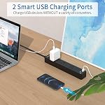 Cord d'extension 10 C'est parti. NTONPOWER Cord d'extension plat mince sous le rug, tapis, bande de barre d'alimentation à prise plate avec 2 USB 4 Les sorties (1 Widely Outlet), Station de recharge du mur pour le bureau intérieur, Noir