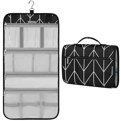 PAVILIA Neceser colgante para mujeres y hombres bolsa de artículos de tocador plegable de viaje bolsa de artículos de aseo para joyas enrollables