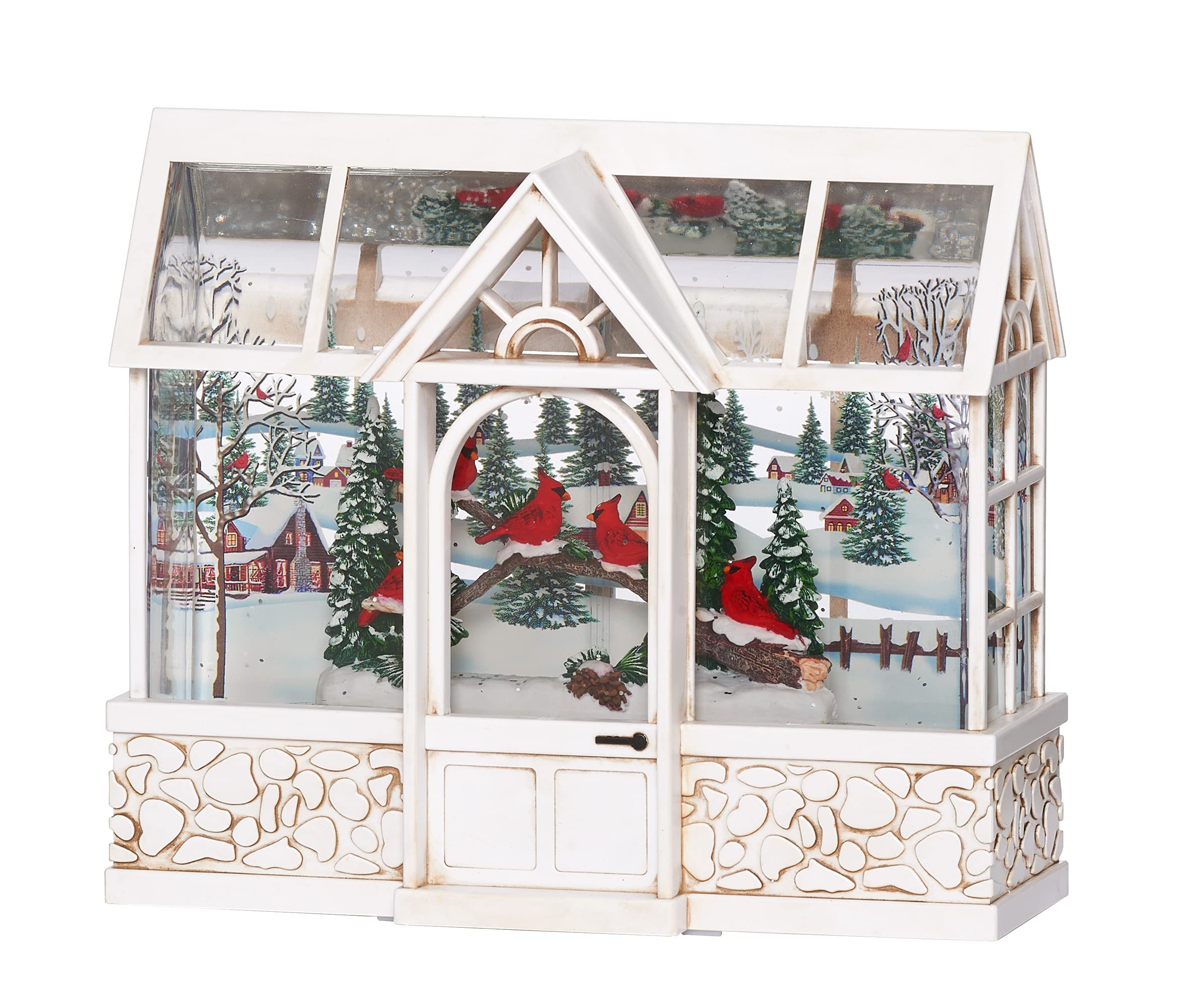 Roman Christmas - Lighted Cardinal Greenhouse, 7.75" H, Christmas Collection, Plastic, Christmas Giftware, Inspirational, Durable, Long Lasting, Beautifully Detailed, Battery Operated