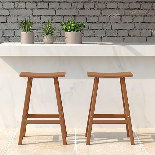 Vista 368 de WestinTrends Malibu - Juego de 2 taburetes para sillín para exteriores/patio, 24 alturas, color negro