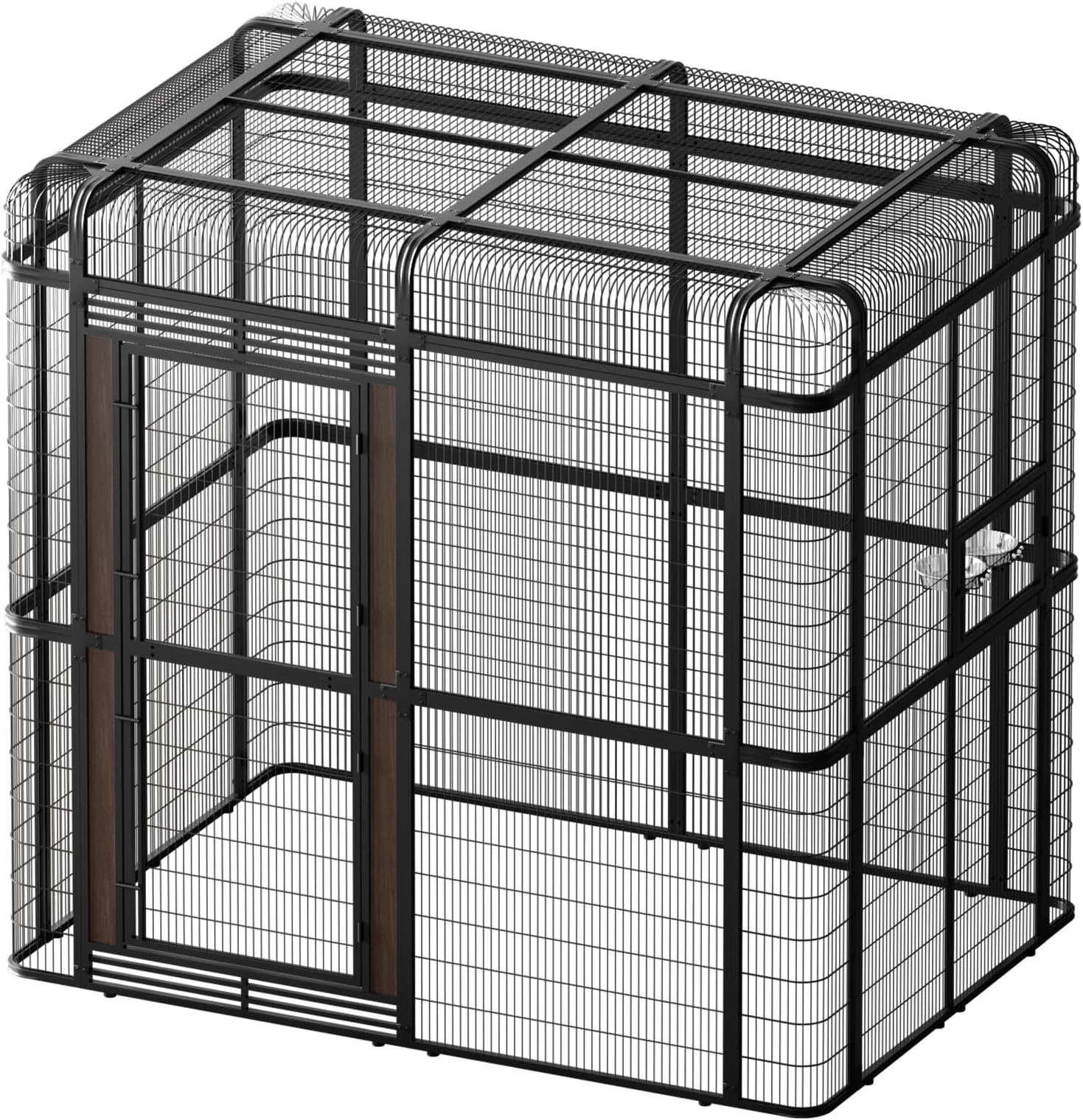 Outdoor Large Walk-in Cage 87-inch Heavy Duty Bird Cage Carbon Crystal Board Aviary Parrot Cage Wide Flight Metal Birdcage for Macaw Budgie Conure Lovebird Parakeet Cockatiel, 7.22x5.25x6.8ft, Black