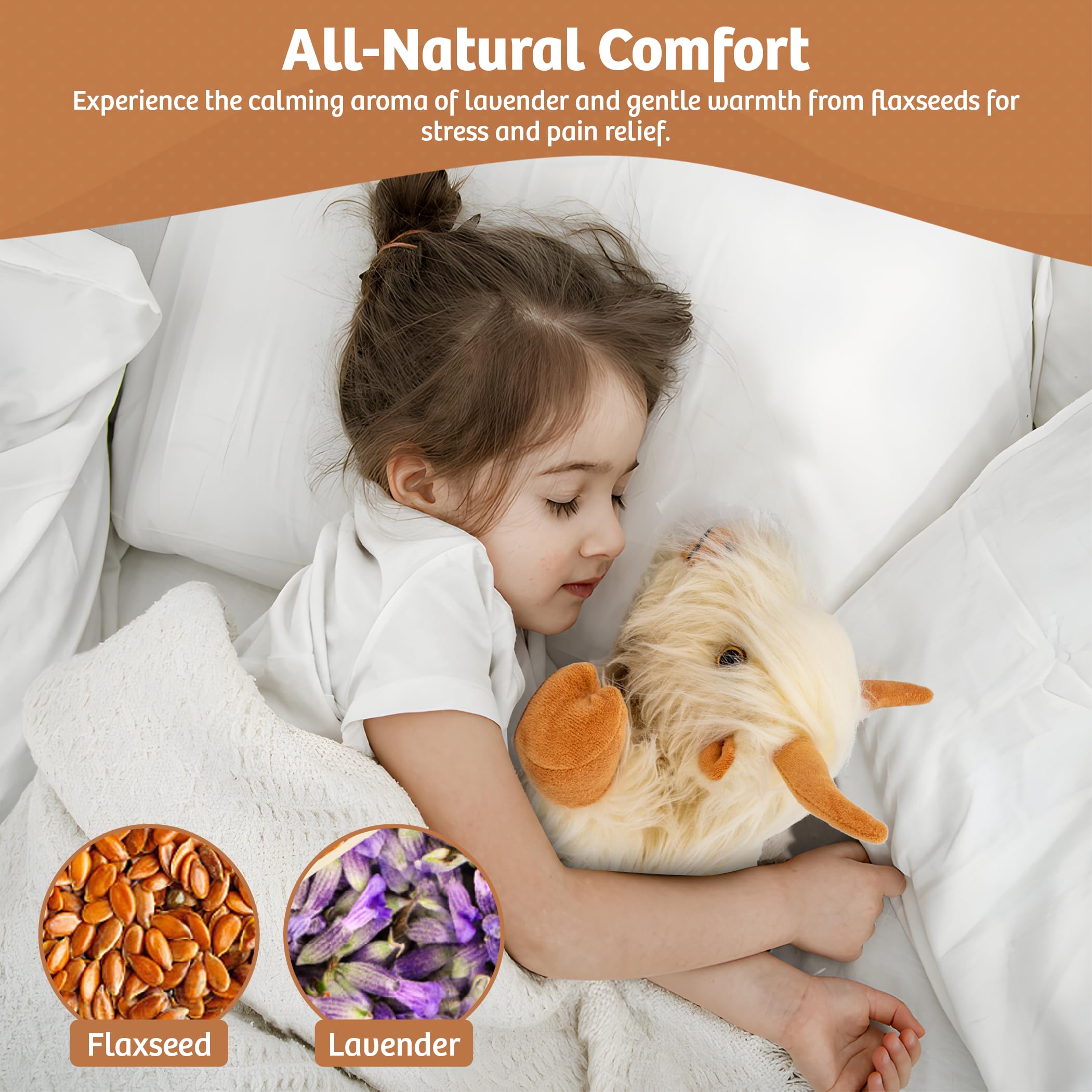 Marysun Microwavable Highland Cow Stuffed Animal - Weighted Stuffed Animal Plush, Heating Pad for Period Cramps, Cozy Gift for Girls|Women|Kids|Elderly People — view 4