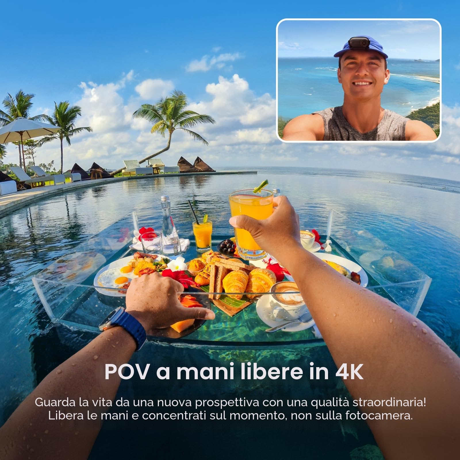 Insta360 GO 3S 64 GB nero notturno - Mini fotocamera portatile 4K, POV a mani libere, applicabile ovunque, stabilizzazione, batteria 140 min, impermeabile 10 m, elaborazione IA, Apple Find My, per