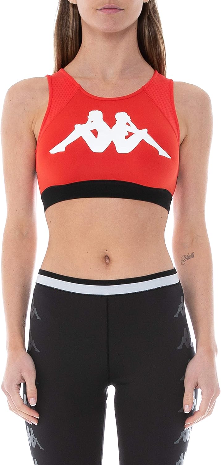 Kappa Kombat Womens Besy Active Bra (Red Coral White Black, X-Small)