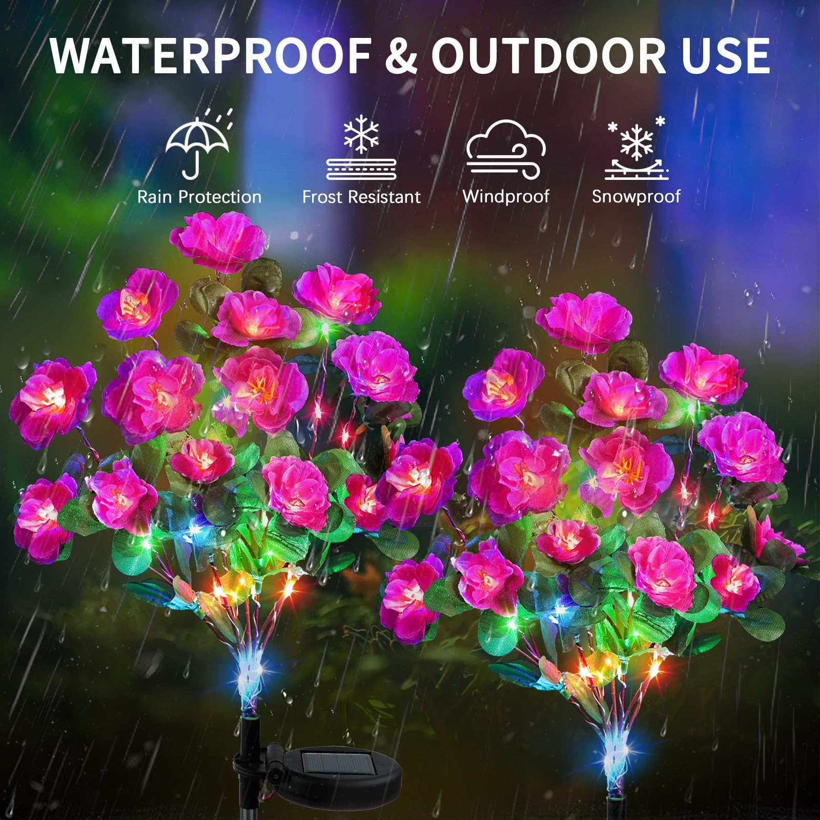 Joyoldelf Solar Lights Outdoor Garden, 2 Pack Rhododendron Solar Garden Lights - Image 2