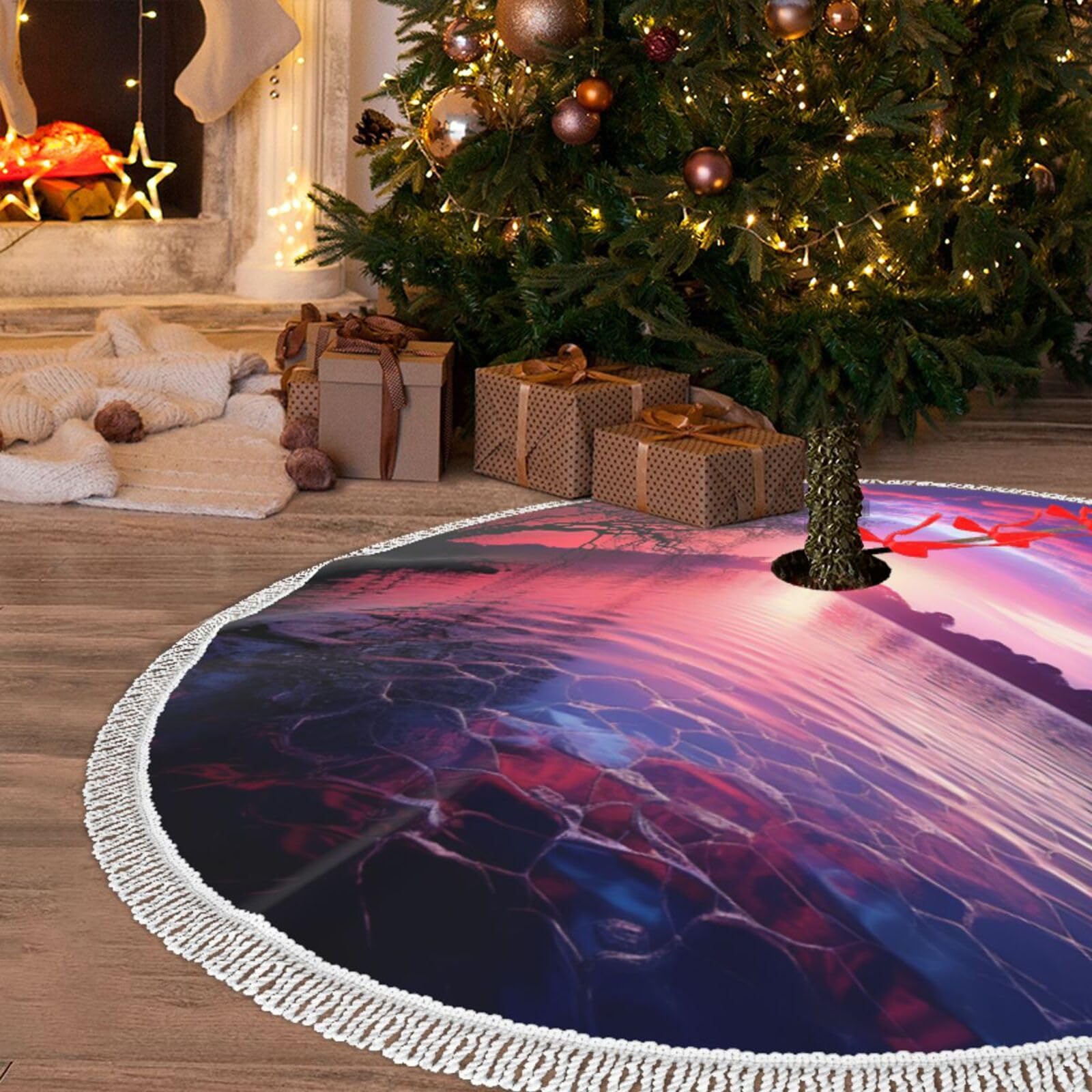 Jupe de sapin de Noël pour cacher le pied de l'arbre et protéger le sol