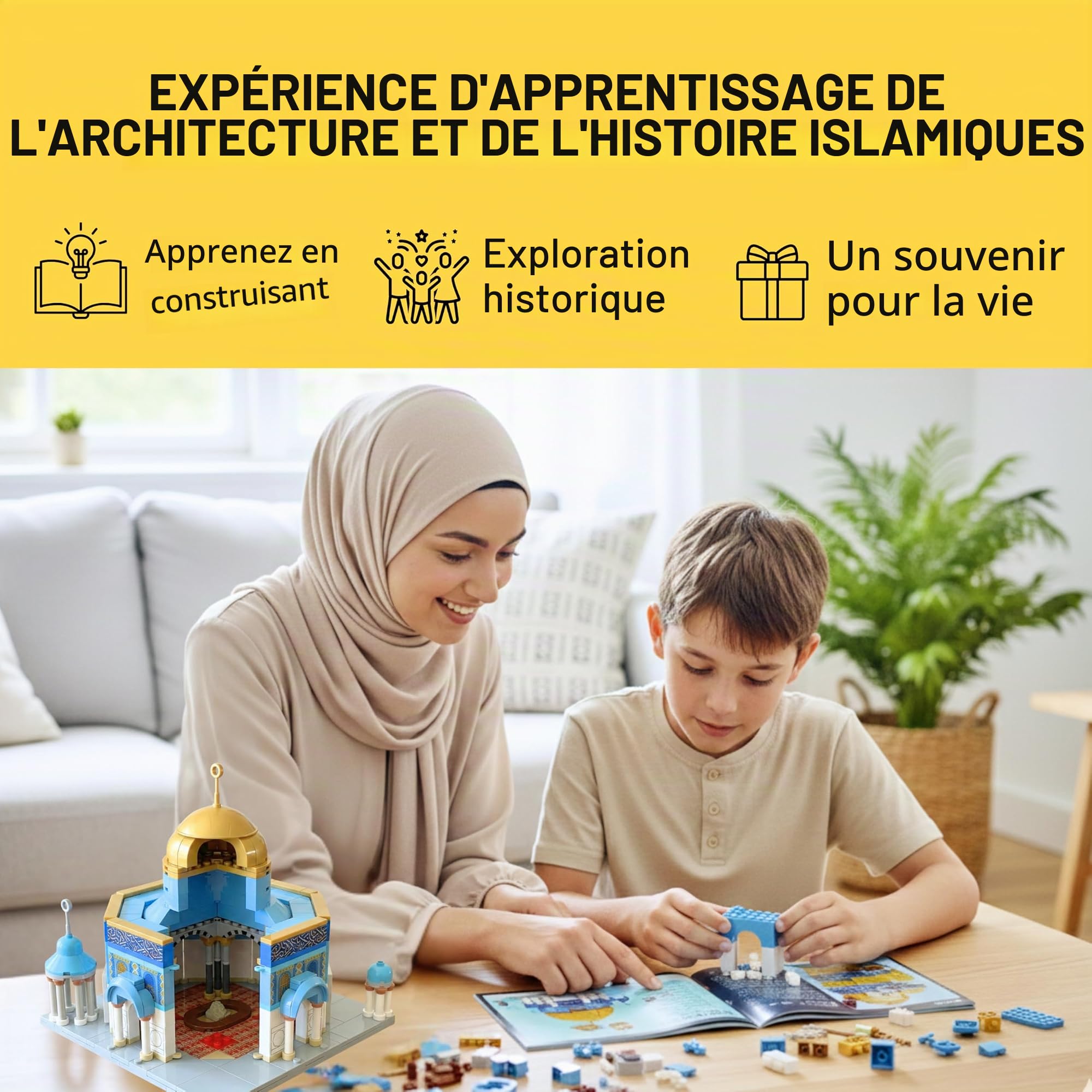 DEENBLOCKS by TAKVA | Blocs musulmans en dôme du rocher, Al Aqsa, briques Kaaba, Masjid, cadeau du Ramadan, jouet, cadeau du Hajj, jeu éducatif islamique pour adultes/familles/enfants/enfants