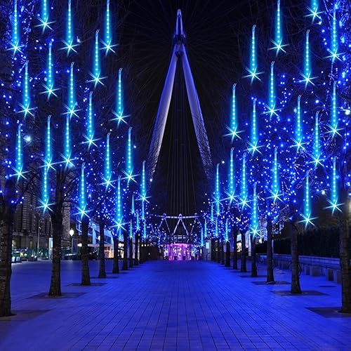 Miniatura 3 de Luces de Navidad de lluvia de meteoritos con 16 tubos, 384 LED, impermeable, carámbano, nieve, otoño, tira de luces para fiesta, árbol, hogar,