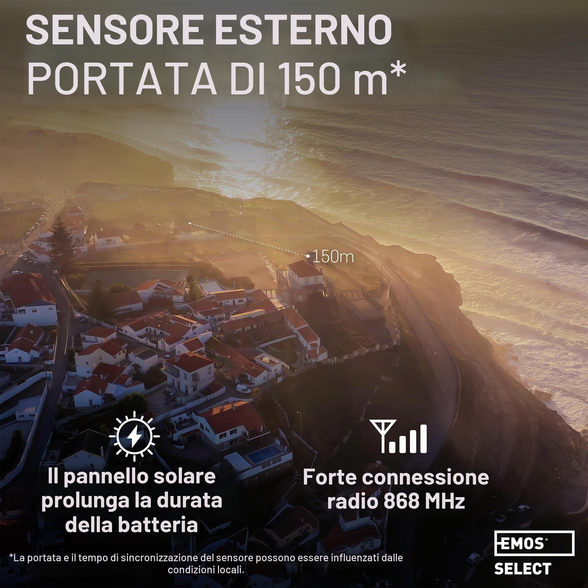 EMOS Stazione Meteo WIFI con anemometro e pluviometro - Sistema di Monitoraggio Wireless da Interni e Esterni - Monitora Ora, Data, Temperatura, Umidità, Pressione, Comfort e Indice di Calore