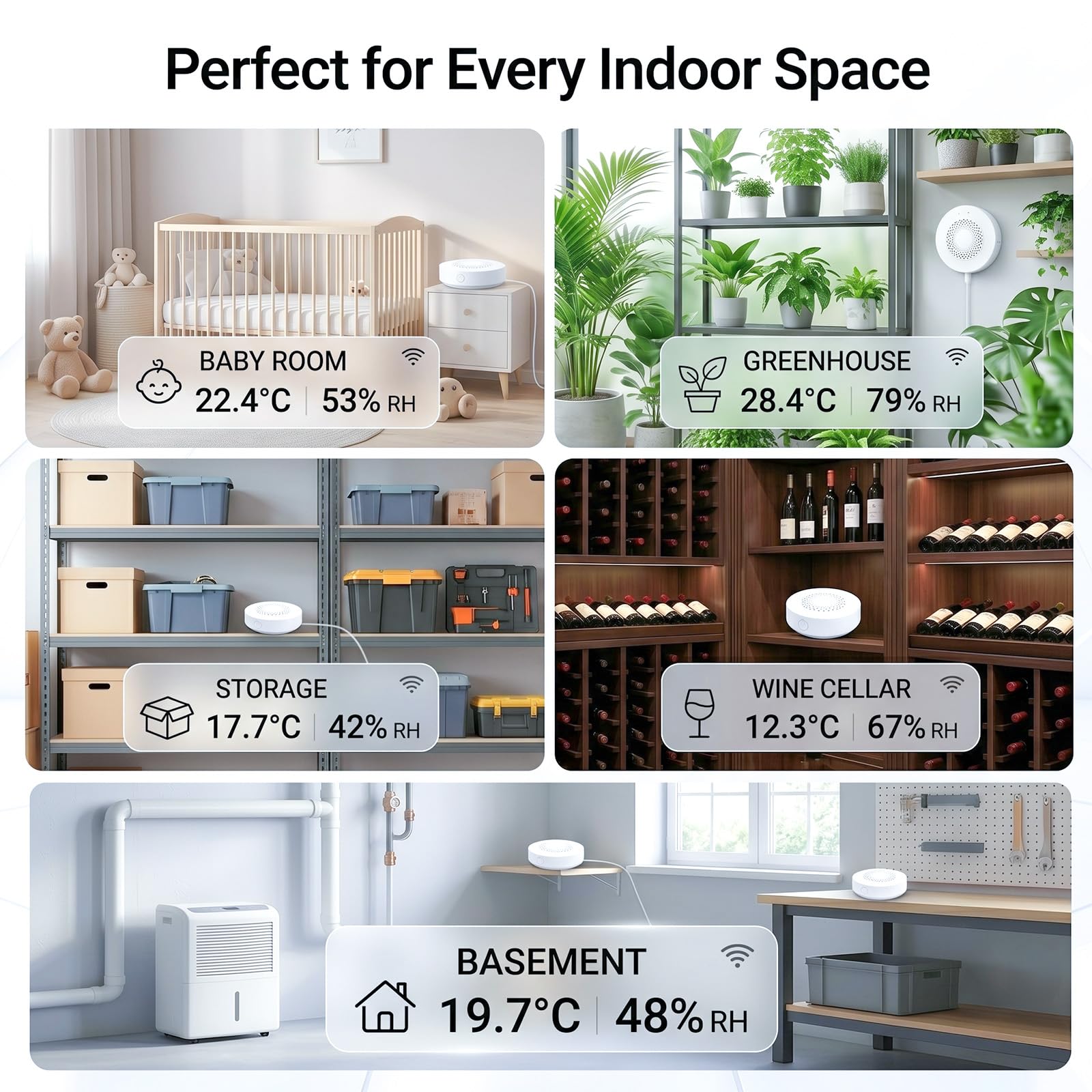 Sensore WiFi di Temperatura e Umidità con Allarme Sirena 100dB, Termometro e Igrometro Intelligente, Monitoraggio Remoto via App e Avvisi in Tempo Reale per Casa, Invernadero, Cantina