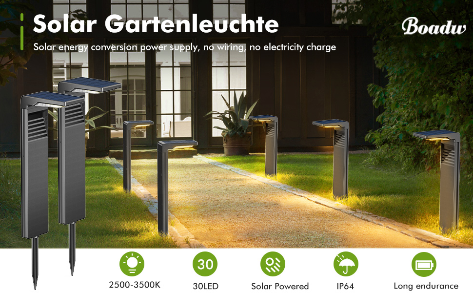 Solar-Wegleuchten Für Den Garten, IP65 Wasserdicht, Automatisches Ein-/Ausschalten – 8 Stück, Quaderförmig, Kaltweiß