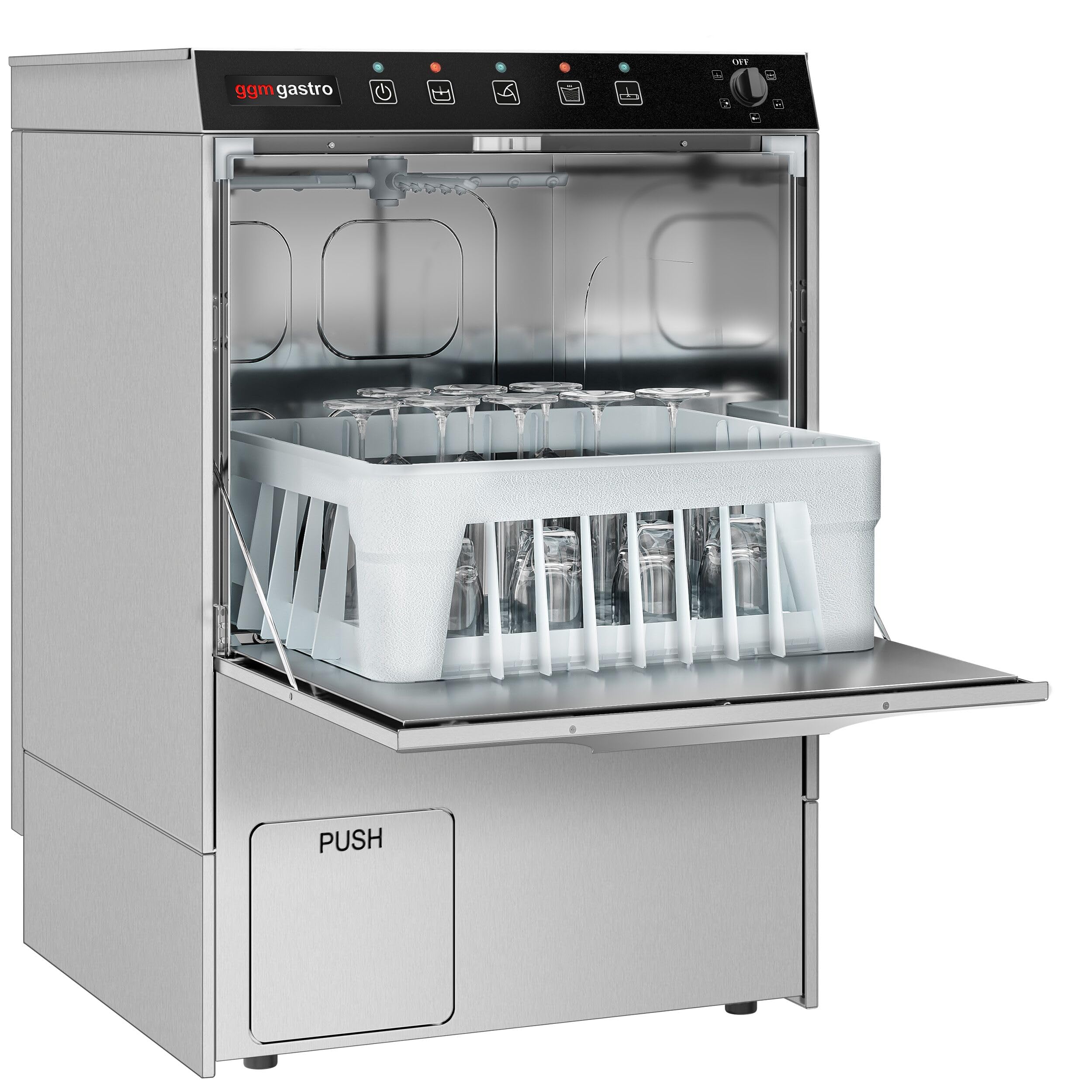 GGM Gastro Gläserspülmaschine 5 kW mit Reiniger- & Klarspülerpumpe | Ideal für den professionellen Dauereinsatz, hygienische Ergebnisse durch hohe Temperaturen, automatische Dosierung