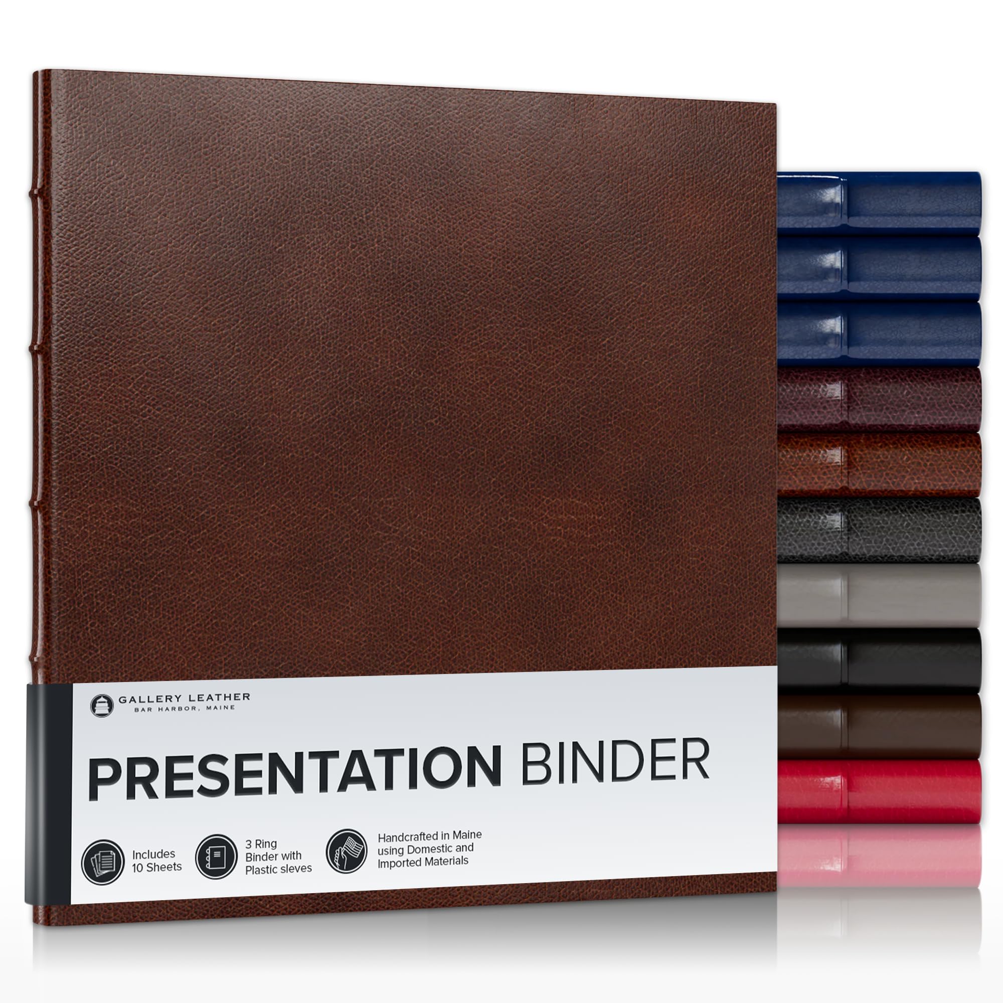 Gallery Leather Präsentationsmappe aus Leder, 1,9 cm breiter Rücken Belfast Brown