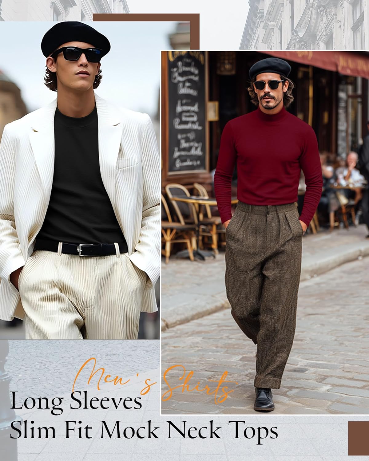 Riyiper 3 Pack Men's Mock Neck Shirts, Long Sleeve Cotton Turtleneck Tops Slim Fit Lightweight Pullover Casual Knit Sweaters - Image 4