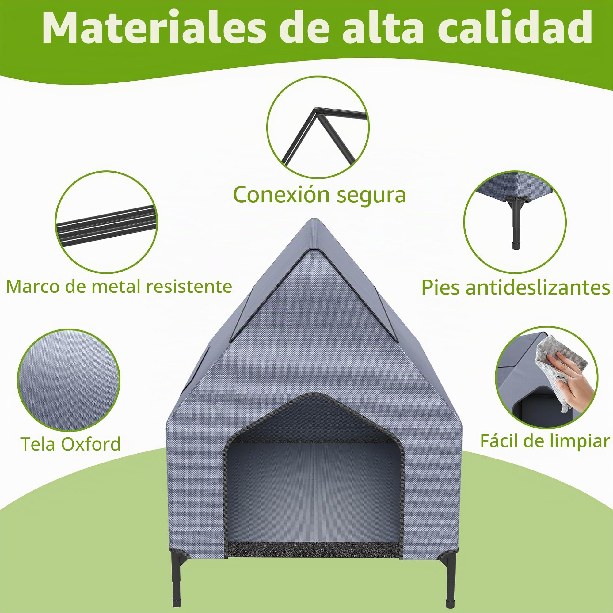 NAIZY Caseta para perros 2 en 1, tamaño L, para exteriores, 130 x 84 x 104 cm, cama para perros de material Oxford y tejido de malla transpirable con techo, cama para perros y gatos, refugio para