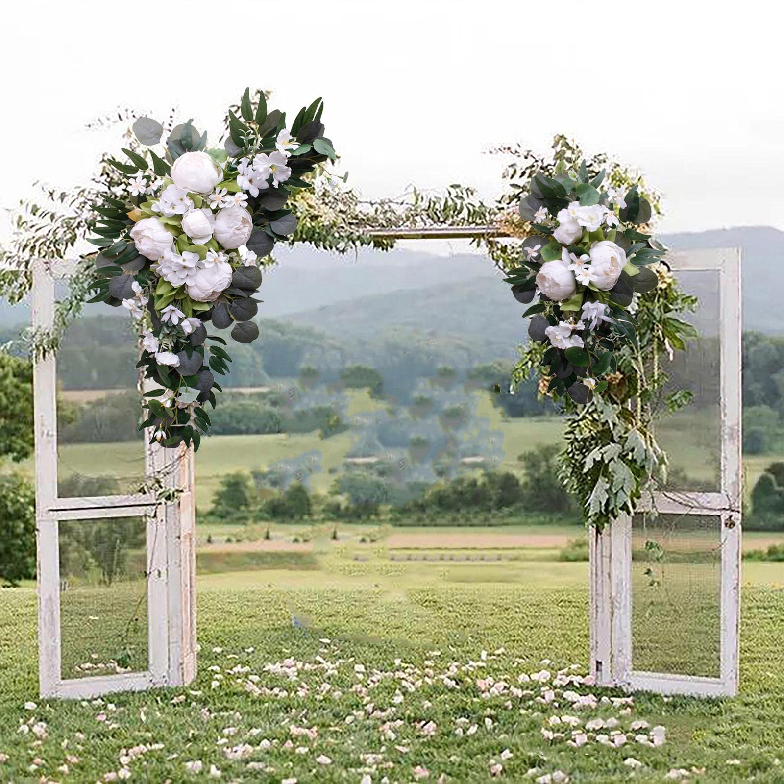 Set di Fiori Artificiali per Matrimoni, Decorazioni di Peonie di Seta per Cerimonie, Feste, Ghirlande Floreali Versatili Fatte a Mano, Bianco