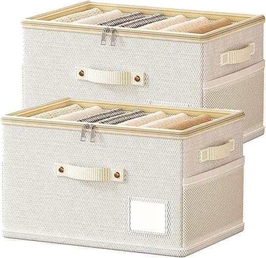 Prime Pick Storage Box Foldable Oxford Cloth Organizer with Lid Reinforced Handles Washable Wardrobe Storage for Clothes A...