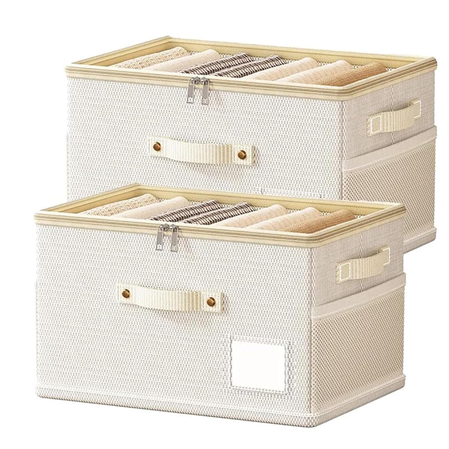 PRIME PICK Storage Box & Cloth Organiser Pack 2 clothes organizer Oxford Material covered Wardrobe Organizer for Storage Foldable Washable Box with Lid Metal Frame & Handles Ideal for Almirah Drawer