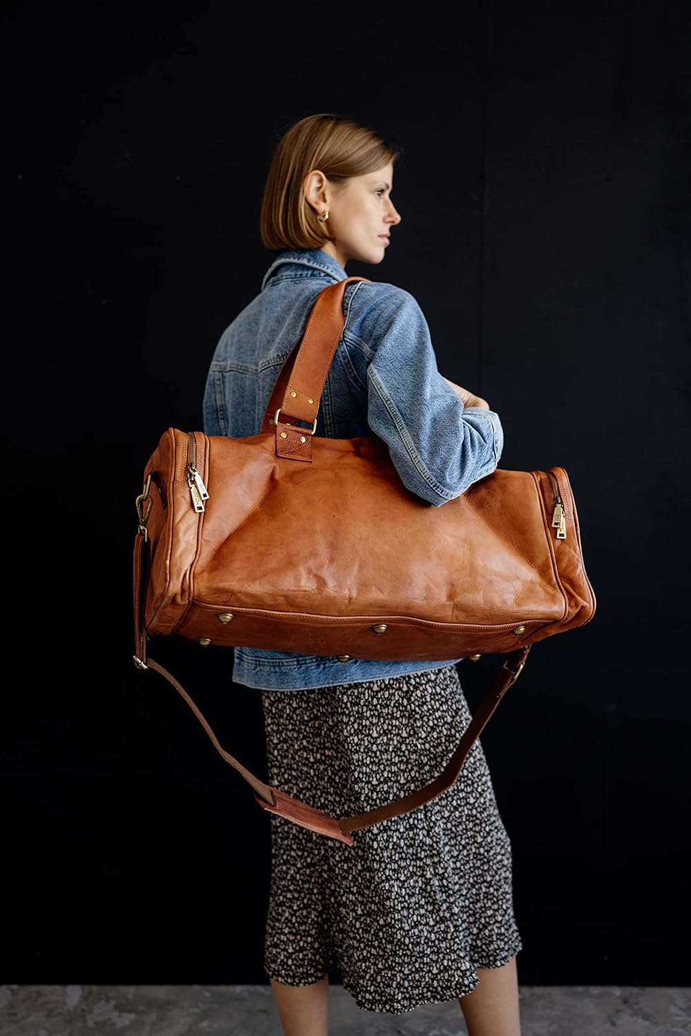 Best Deal 🛒 Berliner Bags Vintage Leather Duffle Bag Bergen for Travel or the Gym, Overnight Bag for Men and Women - Brown (Brown)